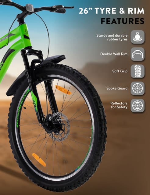 Buy BOLT UT5000S26 Green Steel mtb Disc Brakes 26 T Mountain Cycle Single Speed Cultsport
