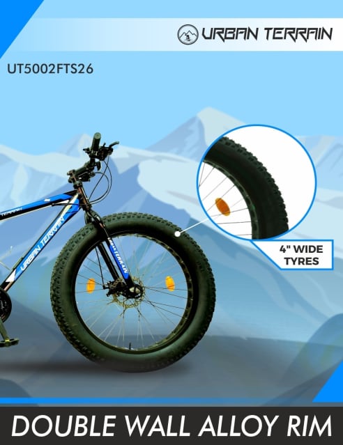 Buy UT5002FTS26 Blue Steel mtb 26 T Shimano Geared Fat Tyre Cycle 21 Gear Cultsport
