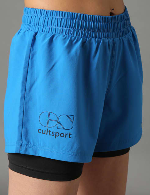 Buy Cultsport Teal Regular Fit Shorts with Inner Tights for Men