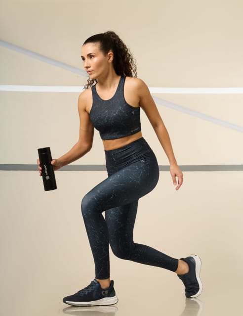 Buy Absolute Fit Teal Marble All Over Print Tights for Women Online Cultsport