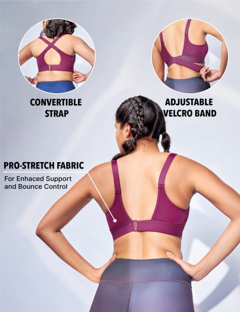 Power Zip Adjustable Straps Padded Running Bra | Women's High Support  Sports Bra