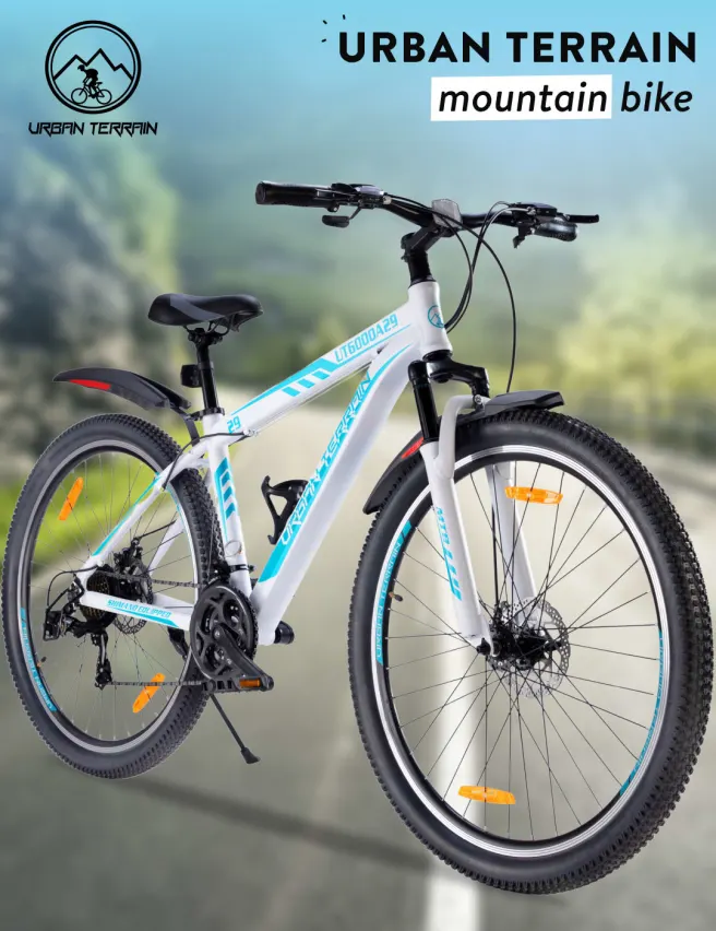 Shop for UT6000A29 Mountain Bike Alloy 21 Speed Cycle Shimano Gear 29 inch Tyre White With Front Suspension Double Wall Rim And Dual Disc Brake Ideal For 5.6 ft above Free