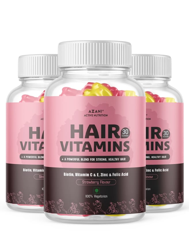 Azani Biotin Hair Gummies with Zinc, Iodine, Vitamin A, B, C, D & E & Folic  Acid | Hair Vitamins for Hair Growth, 90 Gummies