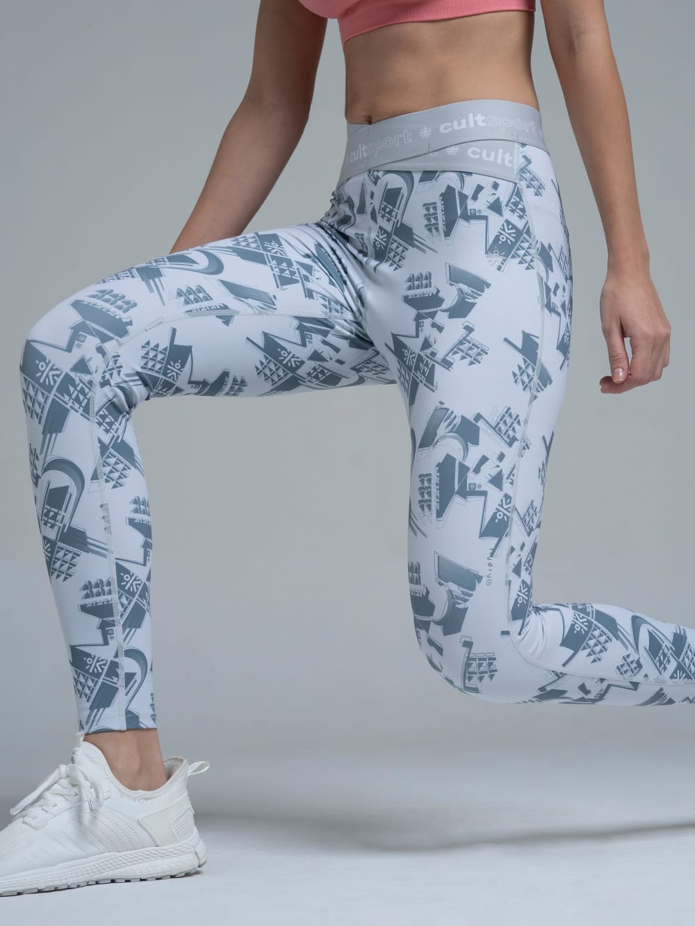 Buy AbsoluteFit Cross Waist Abstract Print Tights for Women Online