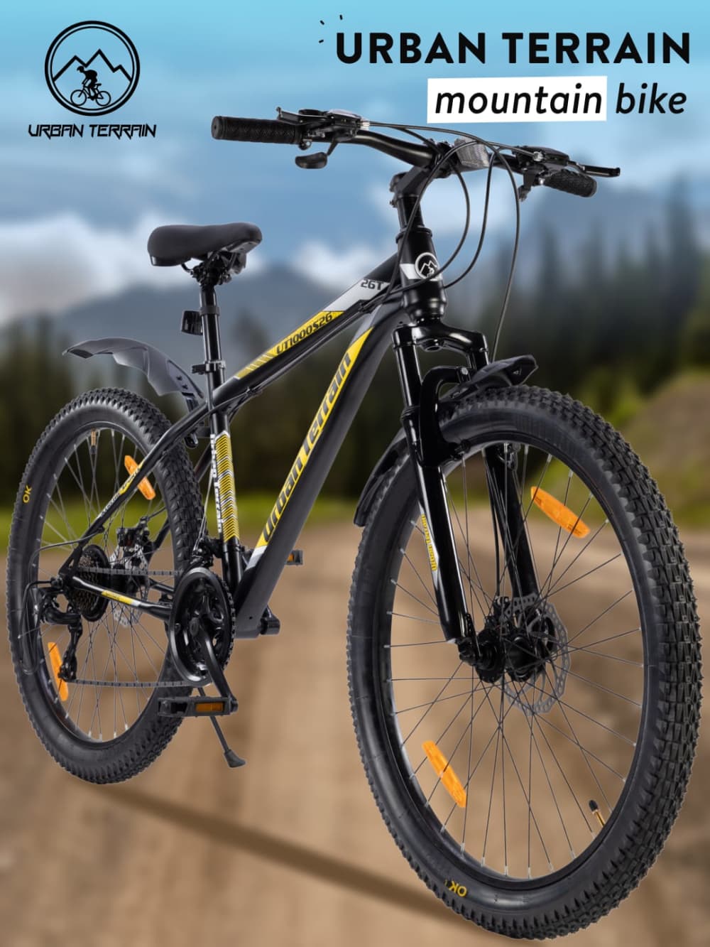 Shop for UT1000S26 Mountain Bike Steel 21 Speed Cycle Shimano Gear 26 inch Yellow With Front Suspension Single Wall Rim and Dual Disc Brakes Ideal For 5 ft to 5.7 ft Free