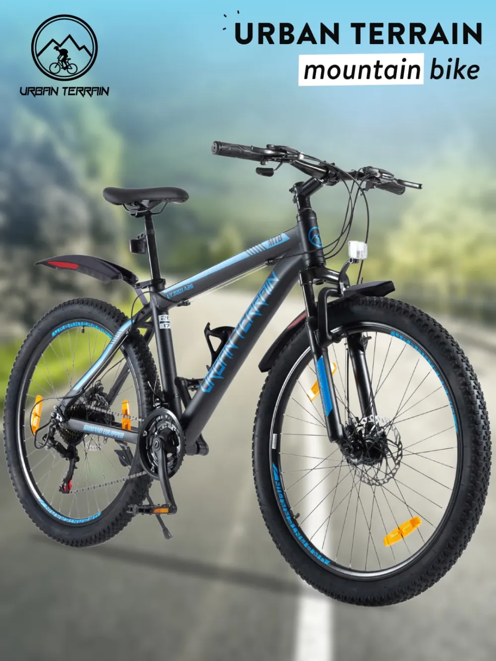 Shop for UT3001A26 Mountain Bike Alloy 21 Speed Cycle Shimano Gear 26 inch Tyre Black With Front Suspension Double Wall Rim and Dual Disc Brakes Ideal For 5 ft to 5.7 ft
