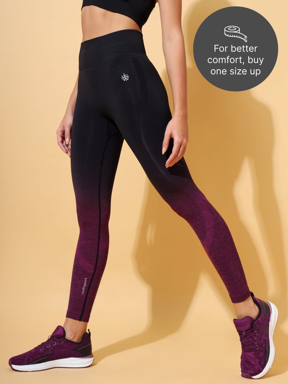 Buy CULTSPORT Seamless Solid Tights, Anti-Chafing